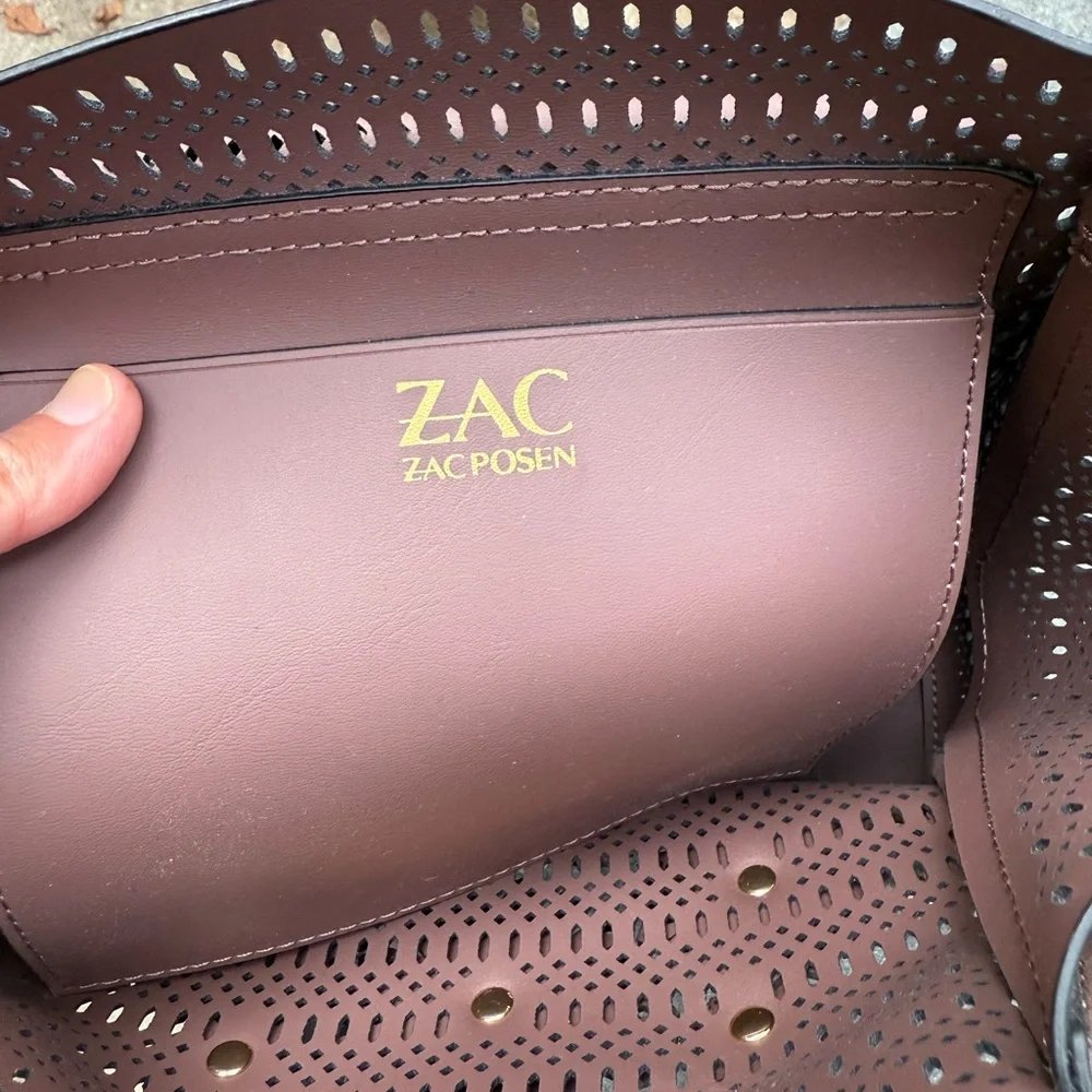 Stunning EUC chocolate Zac Posen Floral Embellished detailed Handbag